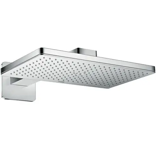 Kopfbrause mit quadratischer Form in Chrom. Die Brause ist an einem Arm befestigt und zeigt ein minimalistisches Design, hergestellt von AXOR.